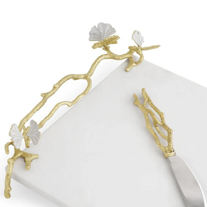 Butterfly Ginkgo Gold - Cheese Board & Spreader