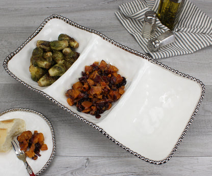 PPB Silver Salerno - Deep 3-Section Serving Piece (2564W)