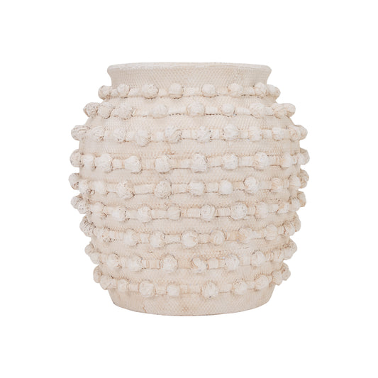 Gavino Tall Beige Round Ceramic Table Vase 11"