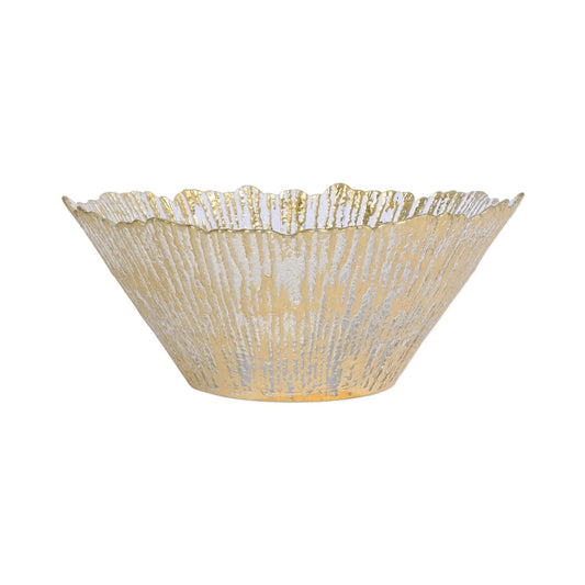 VTR Rufolo Glass - Gold Large Deep Serving Bowl 9.75"