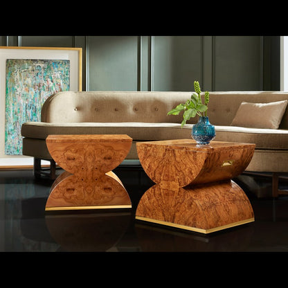 MHF Geometric Stool - Olive Ashe 22w x 17.5d x 18h