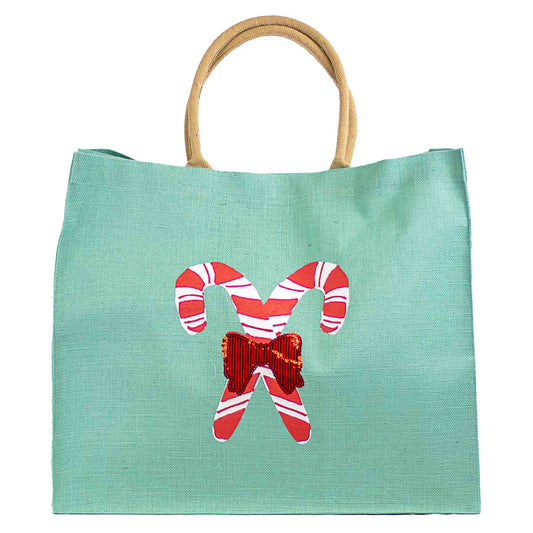 TRS Candy Cane Carryall Tote Mint/Red/White - 22"x19"x 8"