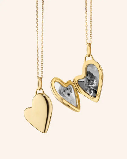 MRK Petite Slim Gold Heart Locket Necklace - 18KYG