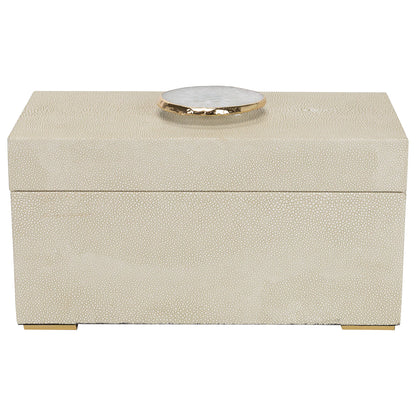 Berkley Beige Faux Shagreen Leather Box - Large 12"