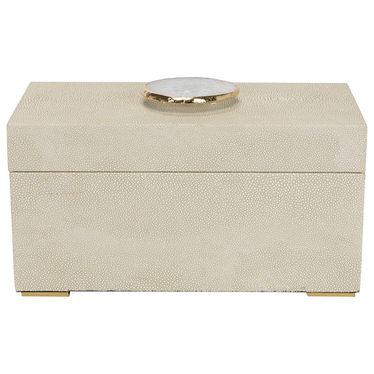 Berkley Beige Faux Shagreen Leather Box - Large 12"