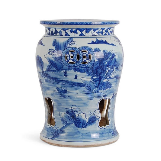 Blue & White Reproduction Canton Garden Stool 20"x15"