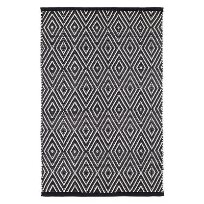 Diamond Handwoven Indoor/Outdoor Rug - Black & Ivory 2x3