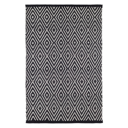 Diamond Handwoven Indoor/Outdoor Rug - Black & Ivory 2x3
