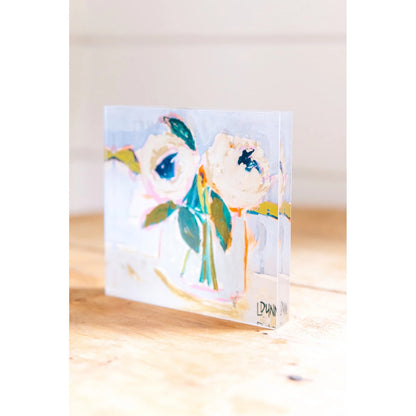 LDN Teal Peony Acrylic Block