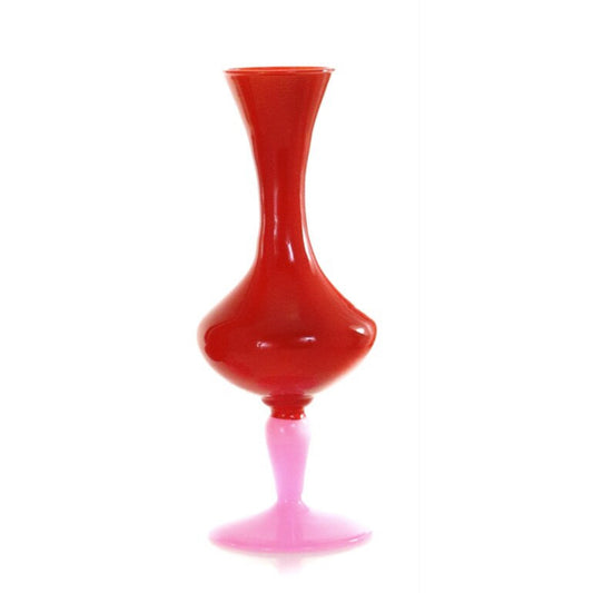 Colored Glass Vase - Carrot & Pink 9" - Shape C