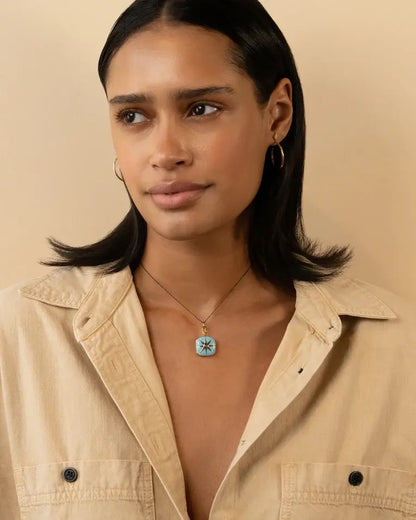 MRK Blue Enamel Sterling Silver & Gold Vermeil Locket Necklace W/ Blue Sapphire