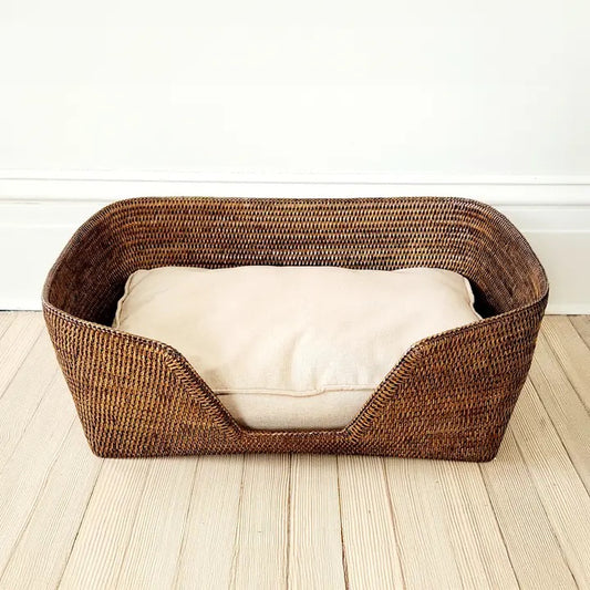Mandalay Dog Bed with Cushion - Antique Brown - Large 30x23x11