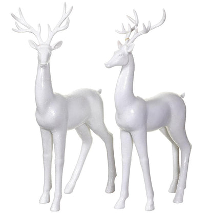 Single Glittered Reindeer - White 17"