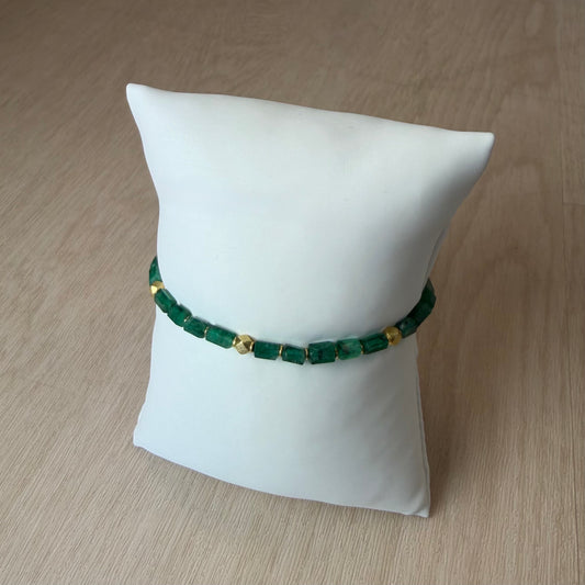 Emerald Crystal Beaded Bracelet with 18kt Gold Beads