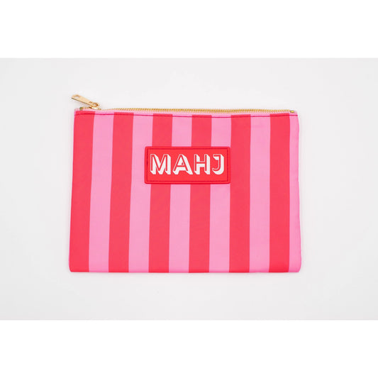 MFM Premium Mahjong Card & Accessory Bag - Pink & Red Stripes