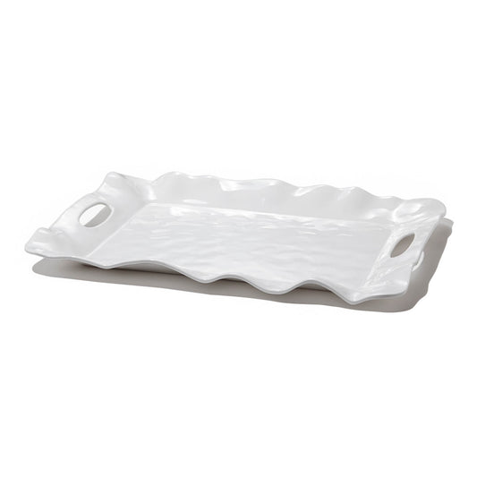 Vida - Havana - Rectangular Tray with Handles in White