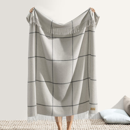 Windowpane Cashmere Throw - Gray