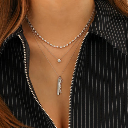 Pave Diamond & 14kt White Gold Initial Charm