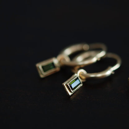No. 252 Tourmaline Baguette Hoops