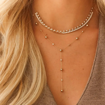 Poppy Rae Pebble Lariat Necklace - 14kt Gold