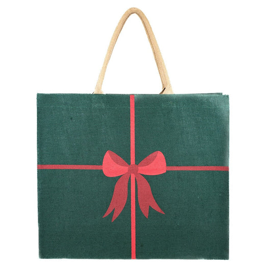 TRS Christmas Bow Carryall Tote - DK GR/RD