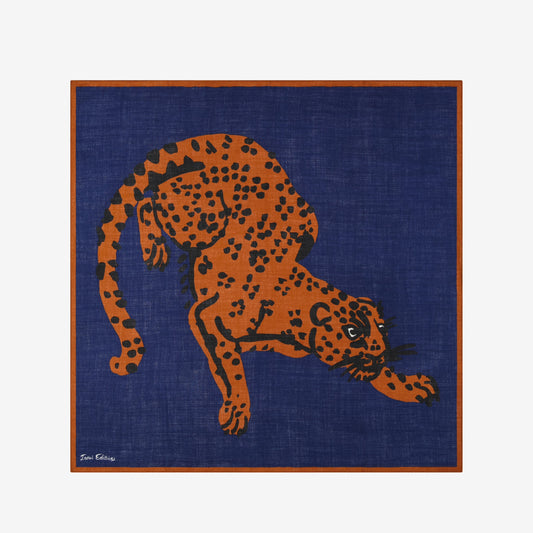 Scarf Carre 100 - Feline - Blue