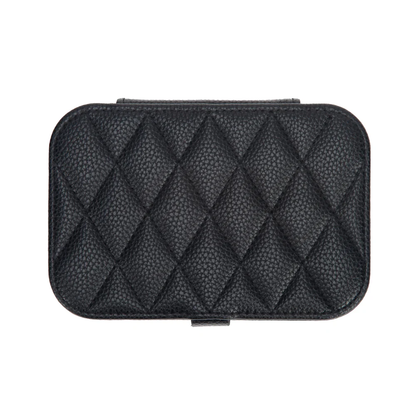 Leah Quilted Travel Jewelry Organizer - Black