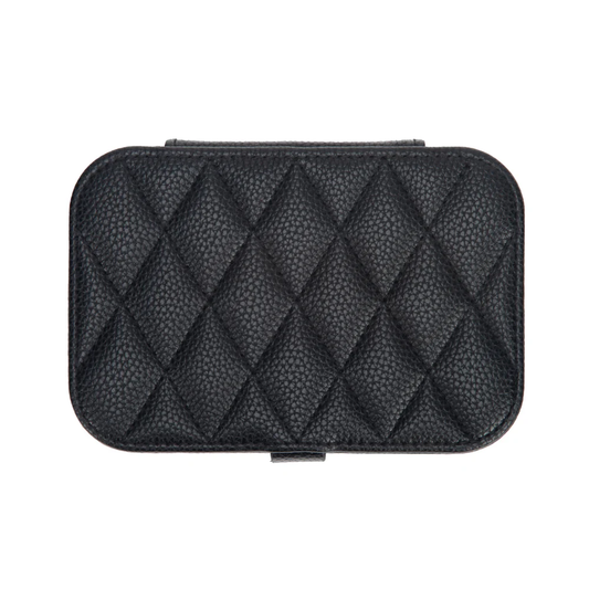 Leah Quilted Travel Jewelry Organizer - Black