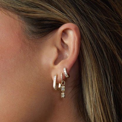 Diamond Baguette Jumbo Lola Huggie Earrings - 14KTYG