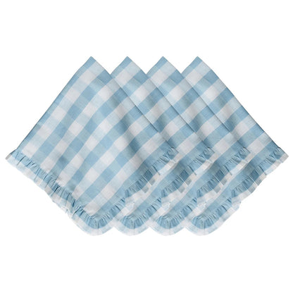 Gingham Ruffle Napkin - Ocean