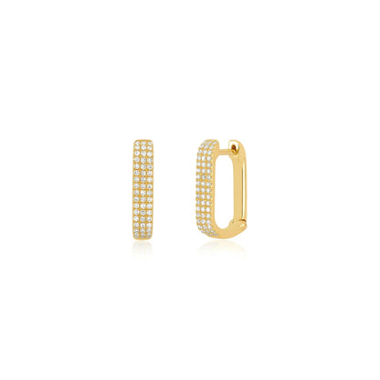 Diamond Baguette Jumbo Lola Huggie Earrings - 14KTYG