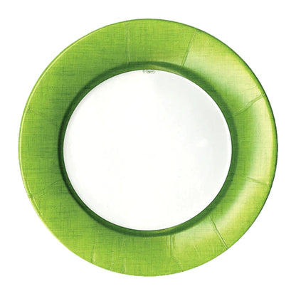 Linen Border Paper Dinner Plates - Moss Green 8pk