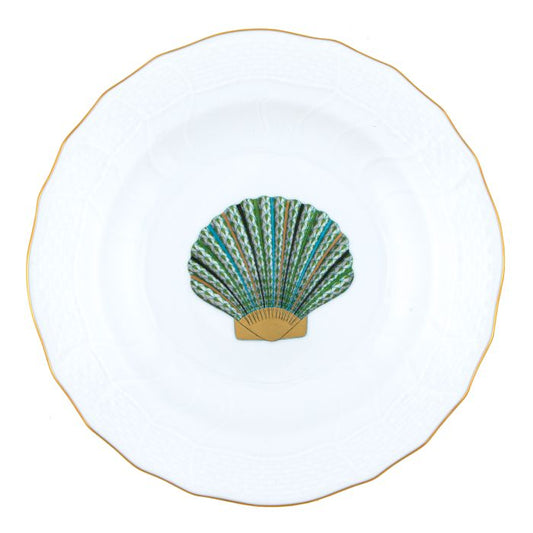 Aquatic - Scallop Shell Dessert Plate - Green - 8.25"