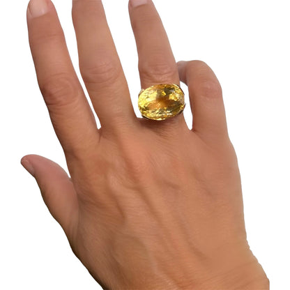 DMD R Faceted Maxi Cocktail Ring - Golden Citrine SZ7