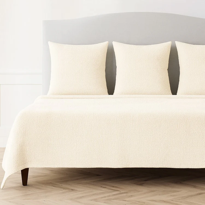 Savannah Coverlet & 3 Euro Sham Set - Ecru - King 110"x97"
