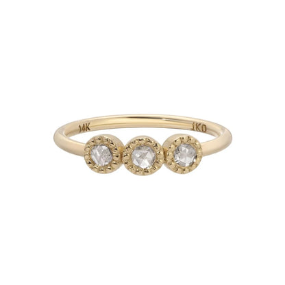 JKD R - Mazurka 3 Rose Cut Diamond Ring; 14kt YG; 7