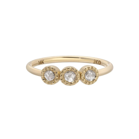 JKD R - Mazurka 3 Rose Cut Diamond Ring; 14kt YG; 7