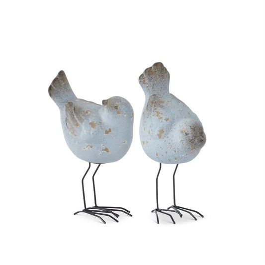 Individual Assorted Weathered Blue Terracotta Bird - 8"