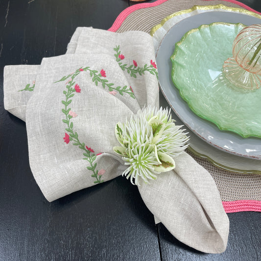 DBR Flax Cottage Garden Napkin - Pink