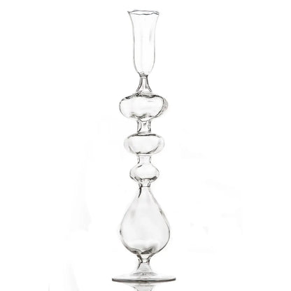 Clear Glass Candlestick with Ball Base 15.5"