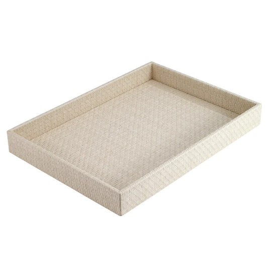 Wicker Rectangle Tray - White 18x13