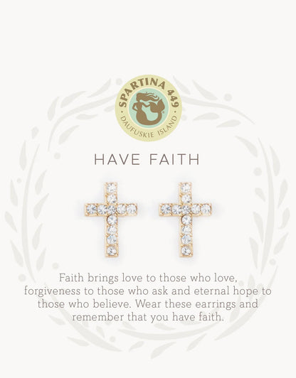 SPT E Have Faith Gold Stud Earrings