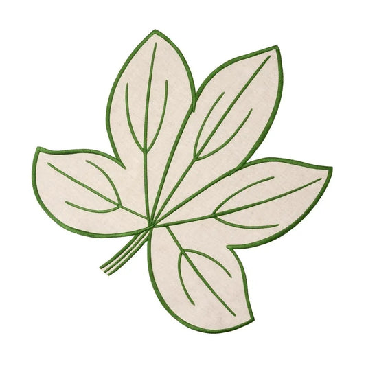 Flax Harvest Leaf Linen Coaster - Forest - Set/4