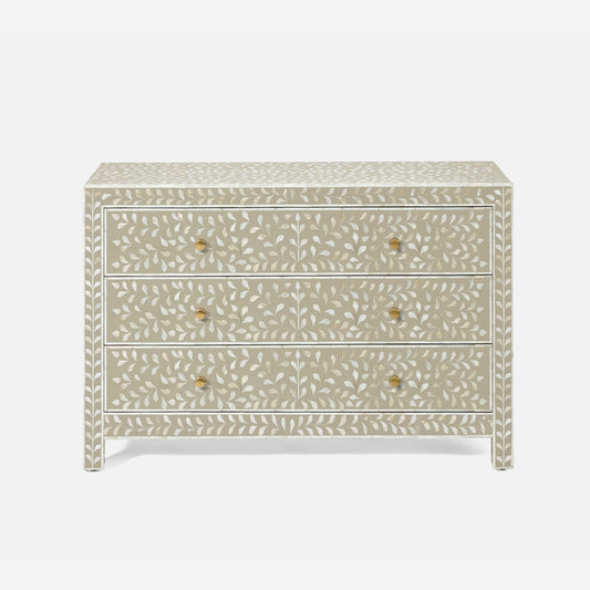Azalea Mother of Pearl Inlay Dresser - Natural/Sand 48"Lx20"Wx34"H