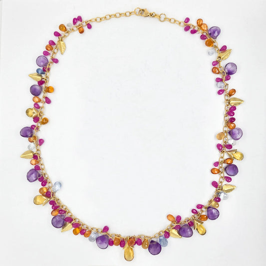 Colorburst Necklace with Beryl, Sapphire and Amethyst Drops