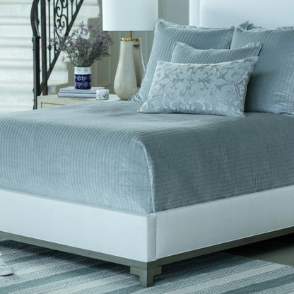 Aria Quilted Coverlet - Sky Matte Velvet - King - 112" X 98"