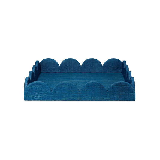 Wonderland Scalloped Tray - Indigo 24"