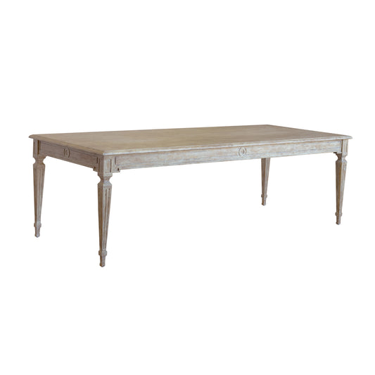 Grande Gustavian Dining Table in Driftwood 98” W x 30” H x 40” D
