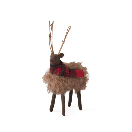 KKI Brown Wool Deer W/ Stick Antlers - 10"