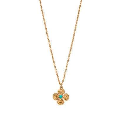 Berry - Clover Double Sided Charm Necklace - 16" - Turquoise